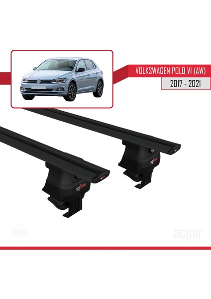 Volkswagen Polo Vı (Aw) 2017-2021 ve Sonrası ile Uyumlu Ace-4 Ara Atkı Tavan Barı Siyah