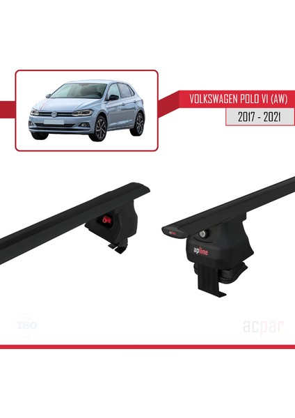 Volkswagen Polo Vı (Aw) 2017-2021 ve Sonrası ile Uyumlu Ace-4 Ara Atkı Tavan Barı Siyah