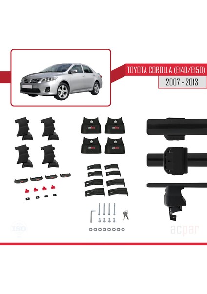 Toyota Corolla 2006-2012 Arası ile Uyumlu Ace-4 Ara Atkı Tavan Barı Siyah