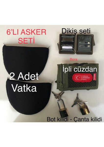 Asker 6 Adet Set Bot Kilidi Çanta Kilidi Cüzdan 2 Adet Vatka Diki