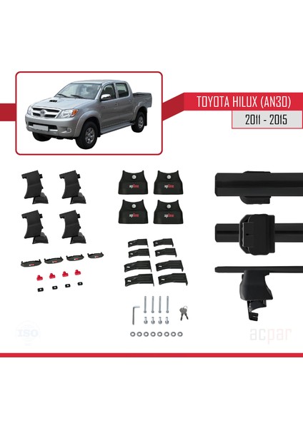 Toyota Hilux (AN30) 2011-2015 Arası ile Uyumlu Ace-4 Ara Atkı Tavan Barı Siyah indirimleri