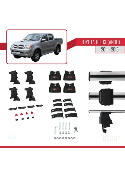 Toyota Hilux (AN30) 2011-2015 Arası ile Uyumlu Ace-4 Ara Atkı Tavan Barı Gri indirimleri