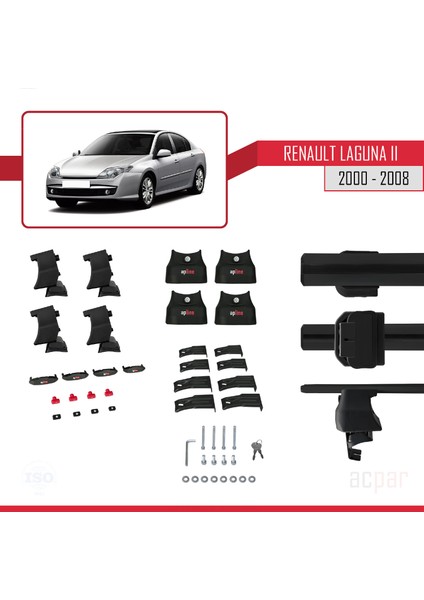 Renault Laguna Iı 2000-2008 Arası ile Uyumlu Ace-4 Ara Atkı Tavan Barı Siyah