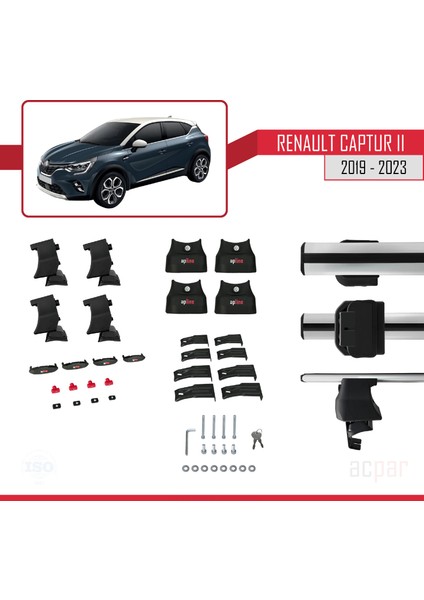 Renault Captur Iı 2019 ve Sonrası ile Uyumlu Ace-4 Ara Atkı Tavan Barı Gri indirimleri