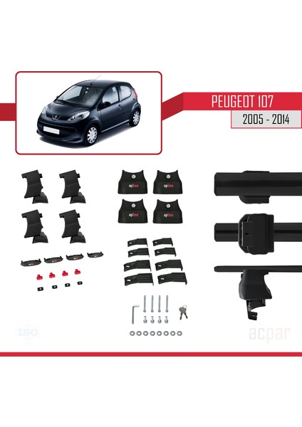 Peugeot 107 2005-2014 Arası ile Uyumlu Ace-4 Ara Atkı Tavan Barı Siyah