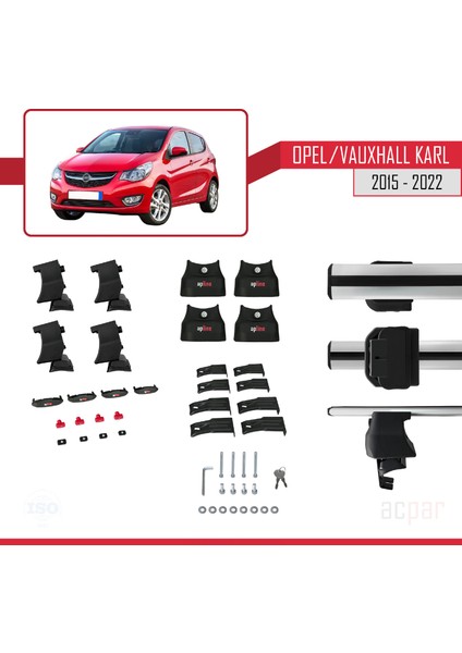 Opel / Vauxhall Karl 2015-2022 Arası ile Uyumlu Ace-4 Ara Atkı Tavan Barı Gri indirimleri