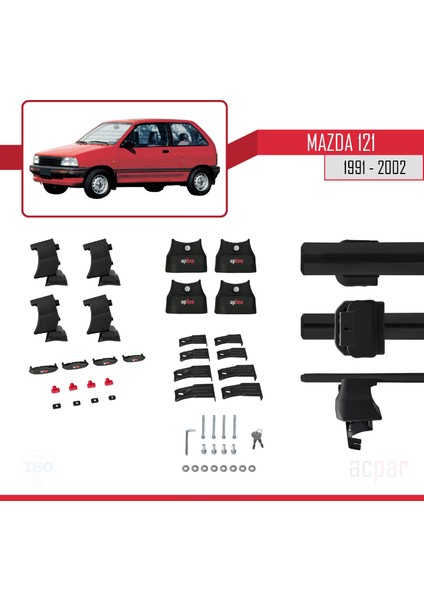 Mazda 121 1991-2002 Arası ile Uyumlu Ace-4 Ara Atkı Tavan Barı Siyah