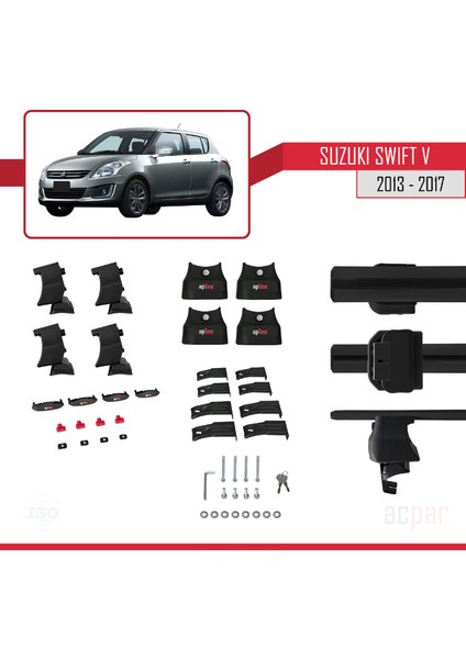 Suzuki Swift V 2013-2017 Arası ile Uyumlu Ace-4 Ara Atkı Tavan Barı Siyah indirimleri