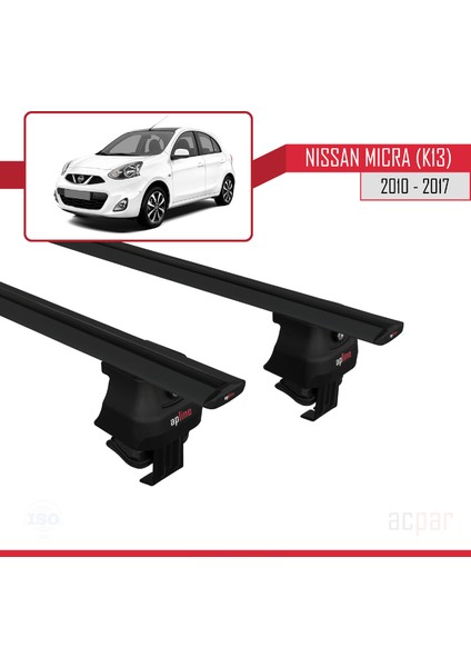 Nissan Micra / March (K13) 2010-2017 Arası ile Uyumlu Ace-4 Ara Atkı Tavan Barı Siyah modelleri