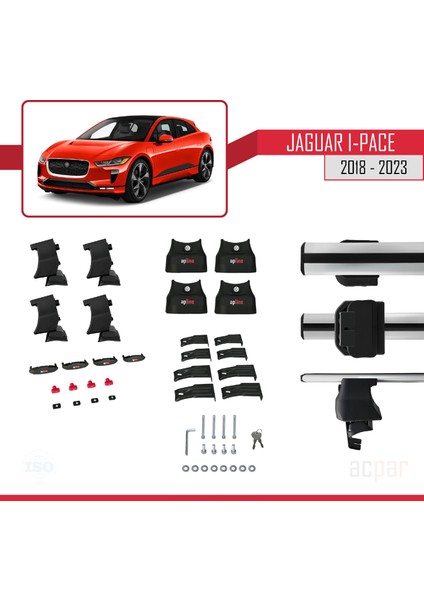 Jaguar I-Pace 2018 ve Sonrası ile Uyumlu Ace-4 Ara Atkı Tavan Barı Gri indirimleri