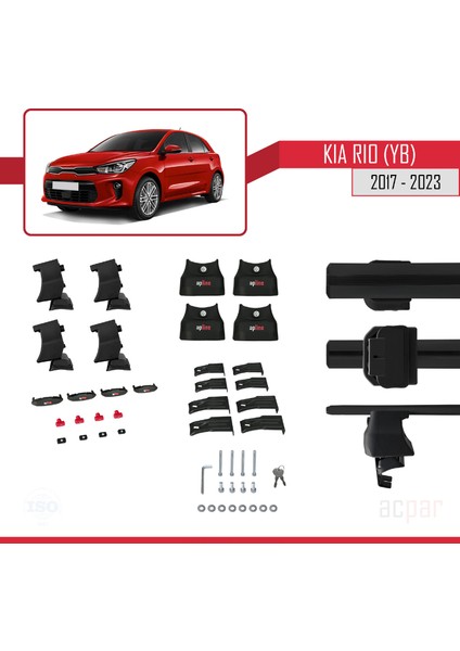 Kia Rio (Yb) Hatchback 2017 ve Sonrası ile Uyumlu Ace-4 Ara Atkı Tavan Barı Siyah