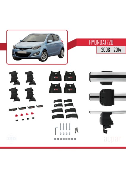 Hyundai I20 I 2008-2014 Arası ile Uyumlu Ace-4 Ara Atkı Tavan Barı Gri indirimleri