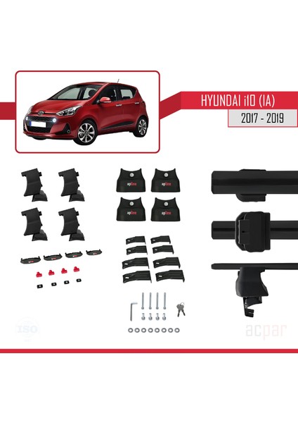 Hyundai I10 (Ia) 2017-2019 Arası ile Uyumlu Ace-4 Ara Atkı Tavan Barı Siyah indirimleri