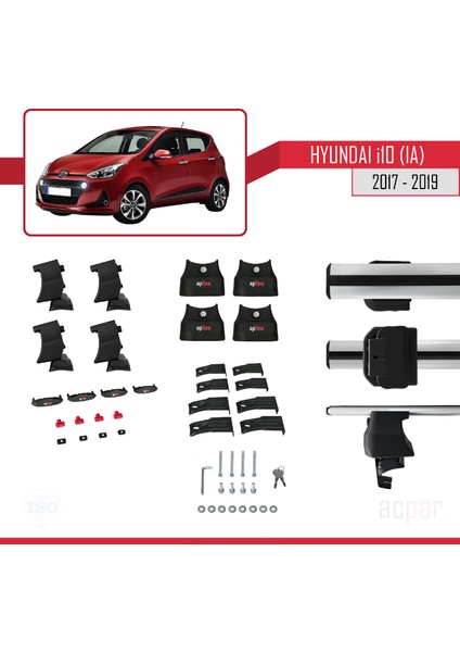 Hyundai I10 (Ia) 2017-2019 Arası ile Uyumlu Ace-4 Ara Atkı Tavan Barı Gri