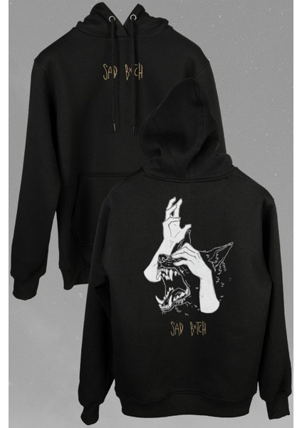 Sad Bötch Dog Asi Ön ve Arka Baskılı Sweatshirt Kapüşonlu Hoodie