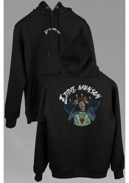 Eddie Munson Stranger Things Sezon 4 Ön ve Arka Baskılı Sweatshirt Kapüşonlu Hoodie modelleri