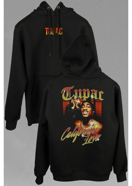 Tupac 2pac Shakur Rap Music West Coast 90S Rap Ön ve Arka Baskılı Sweatshirt Kapüşonlu Hoodie