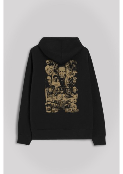 Rap Masters Hip Hop Ustalar 2pac Eminem Biggie Ön ve Arka Baskılı Sweatshirt Kapüşonlu Hoodie