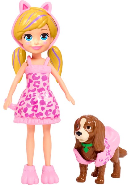 Polly Pocket ve Hayvan Dostu Kostüm Giyiyor Oyun Seti, Bebek, Evcil Hayvan ve Kostümlü Paket Gdm15