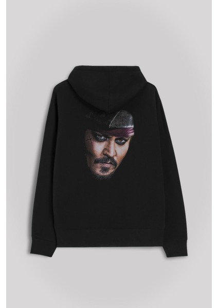 Johnny Depp Jack Sparrow Karayip Korsanları Ön ve Arka Baskılı Sweatshirt Kapüşonlu Hoodie