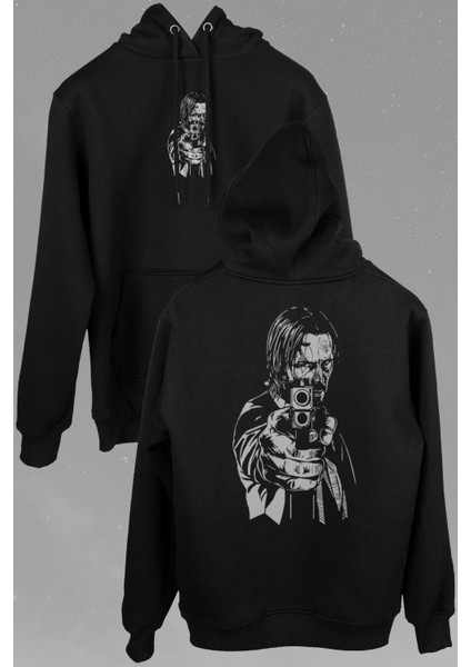 John Wick Keanu Reeves Aktör Dizi Film Matrix Ön ve Arka Baskılı Sweatshirt Kapüşonlu Hoodie