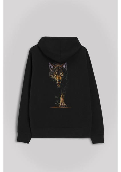 Bozkurt Head Wolf Kafası Göktürk Eski Türkçe Ön ve Arka Baskılı Sweatshirt Kapüşonlu Hoodie