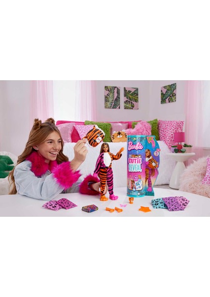 Cutie Reveal Bebekler Barbie Tropikal Orman Serisi - Kaplan, 3 yaş ve üzeri, HKP99