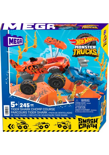 MEGA Hot Wheels Smash N Crash Tiger Shark Çarpışma Seti, 5 yaş ve üzeri, HKF88