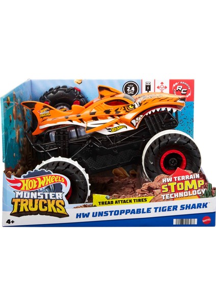 Monster Trucks Uzaktan Kumandalı Araba, Her Yüzeye Uygun Tekerlekleriyle Monster Truck 1:15 Ölçekli Tiger Shark Hgv87