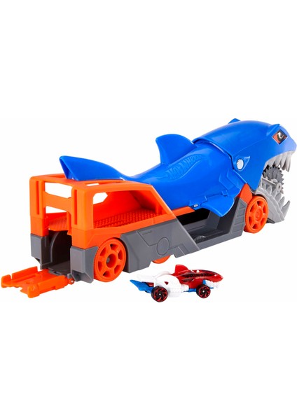 Hot Wheels Köpek Balığı Taşıyıcı Oyun Seti, 1 Adet 1:64 Ölçekli Araba İçerir, 4-8 Yaş Arası Çocuklar İçin Gvg36