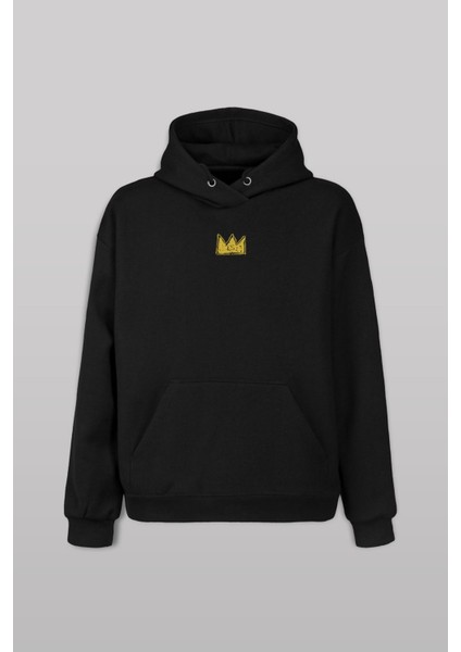 Basquiat Taç Kral King Sanat Pop Art Ön ve Arka Baskılı Sweatshirt Kapüşonlu Hoodie fiyatları