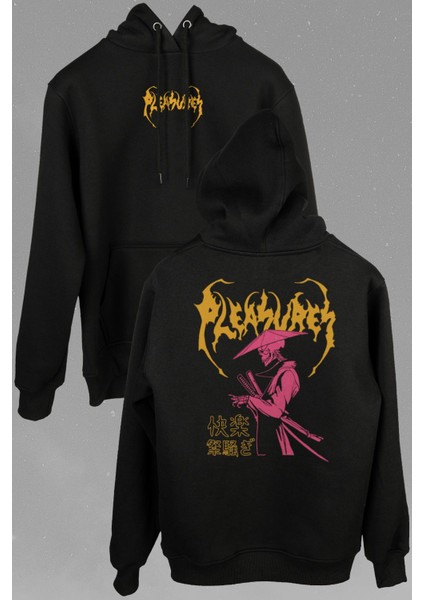 Pleasures Samurai Japan Samuray Japon Ön ve Arka Baskılı Sweatshirt Kapüşonlu Hoodie modelleri