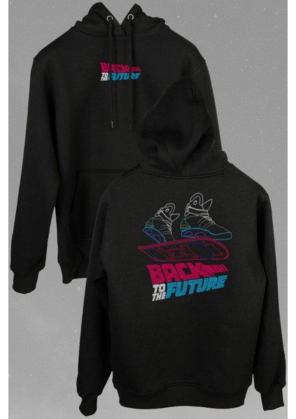 Back To The Future Geleceğe Dönüş Uçan Kaykay Ön ve Arka Baskılı Sweatshirt Kapüşonlu Hoodie