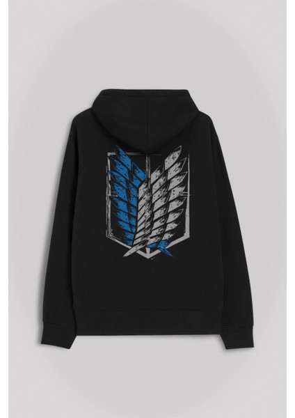 Attack On Titan Titana Saldırı Logo Ön ve Arka Baskılı Sweatshirt Kapüşonlu Hoodie