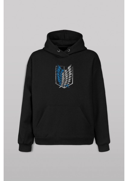 Attack On Titan Titana Saldırı Logo Ön ve Arka Baskılı Sweatshirt Kapüşonlu Hoodie