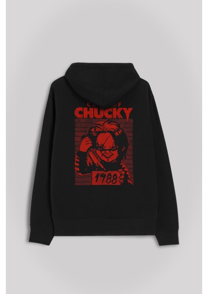 Cult Of Chucky 1988 Korku Film Çaki Ön ve Arka Baskılı Sweatshirt Kapüşonlu Hoodie