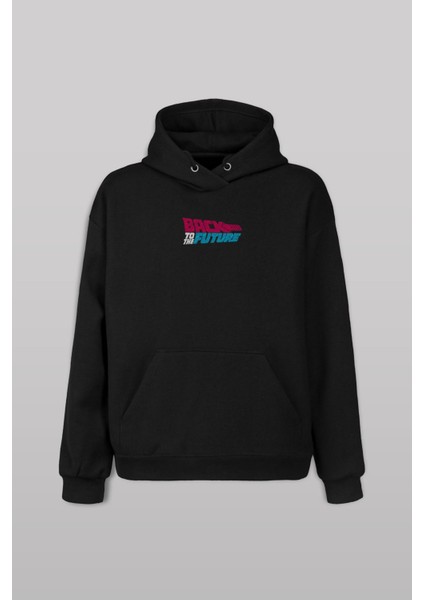 Back To The Future Geleceğe Dönüş Uçan Kaykay Ön ve Arka Baskılı Sweatshirt Kapüşonlu Hoodie