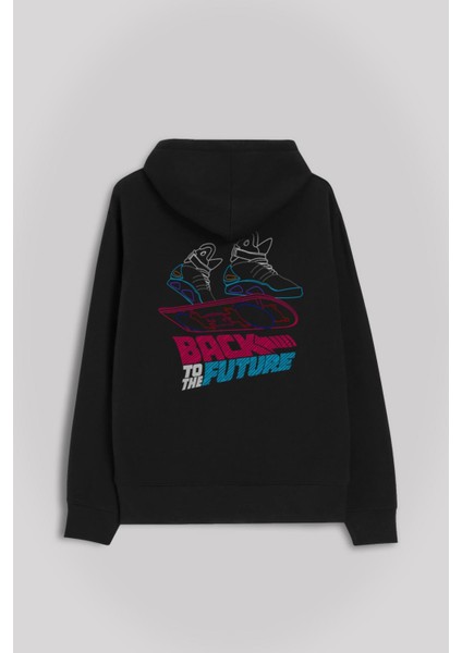 Back To The Future Geleceğe Dönüş Uçan Kaykay Ön ve Arka Baskılı Sweatshirt Kapüşonlu Hoodie