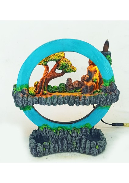 Işıklı Tütsülüklü Hayal Çemberi Geri Akış Tütsülük Gece Lambası Mavi