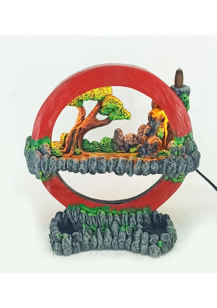 Işıklı Tütsülüklü Hayal Çemberi Geri Akış Tütsülük Gece Lambası Kırmızı