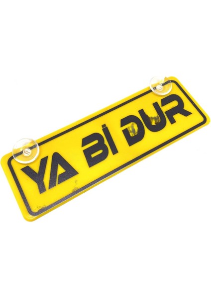 Ya Bi Dur Yazılı Sarı Dekor Plaka Vantuzlu Cam Süsü