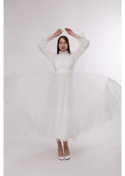 Tesettür Abiye Elbise Hayal Tül Büzgü Detaylı fırsatları