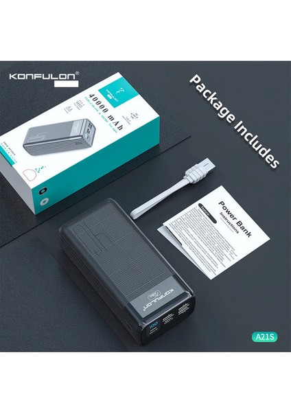 A21S LED Işıklı Powerbank 40.000 Mah - Siyah fiyatları