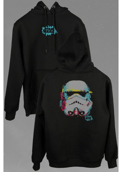 Star Wars Fresh Drawing Darth Vader Ön ve Arka Baskılı Sweatshirt Kapüşonlu Hoodie modelleri