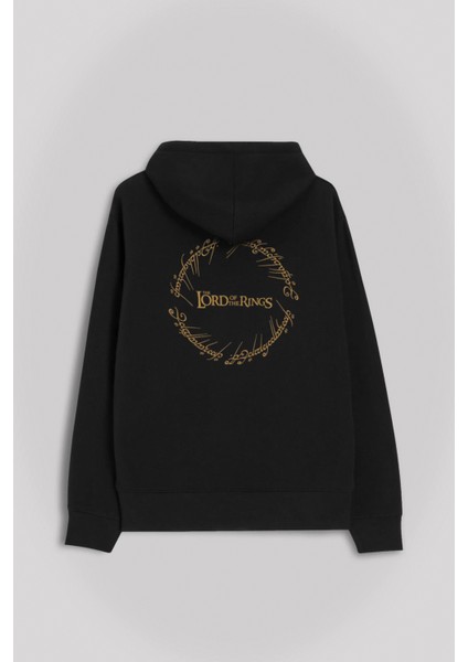 Lord Of The Rings Yüzüklerin Efendisi Logo Ön ve Arka Baskılı Sweatshirt Kapüşonlu Hoodie