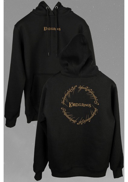Lord Of The Rings Yüzüklerin Efendisi Logo Ön ve Arka Baskılı Sweatshirt Kapüşonlu Hoodie modelleri