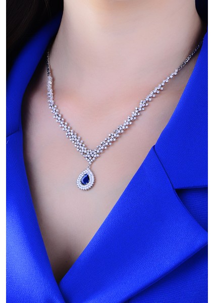 925 Ayar Gümüş Hürrem Mavi Pırlanta Su Yolu Düğün, Özel Gün Seti fiyatları