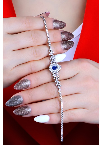 925 Ayar Gümüş Hürrem Mavi Pırlanta Su Yolu Düğün, Özel Gün Seti modelleri