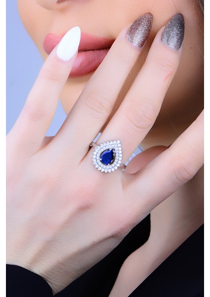 925 Ayar Gümüş Hürrem Mavi Pırlanta Su Yolu Düğün, Özel Gün Seti indirimleri