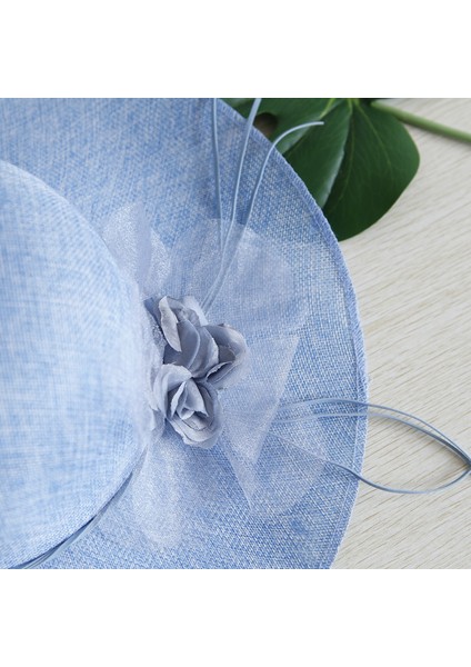 Eva Dayan Güneş Koruyucu Güneş Şapkası Çocukların Yaz Plajı Çiçek Bowknot Dalgası Kenar Hasır Şapka - Light Blue (Yurt Dışından) fiyatları